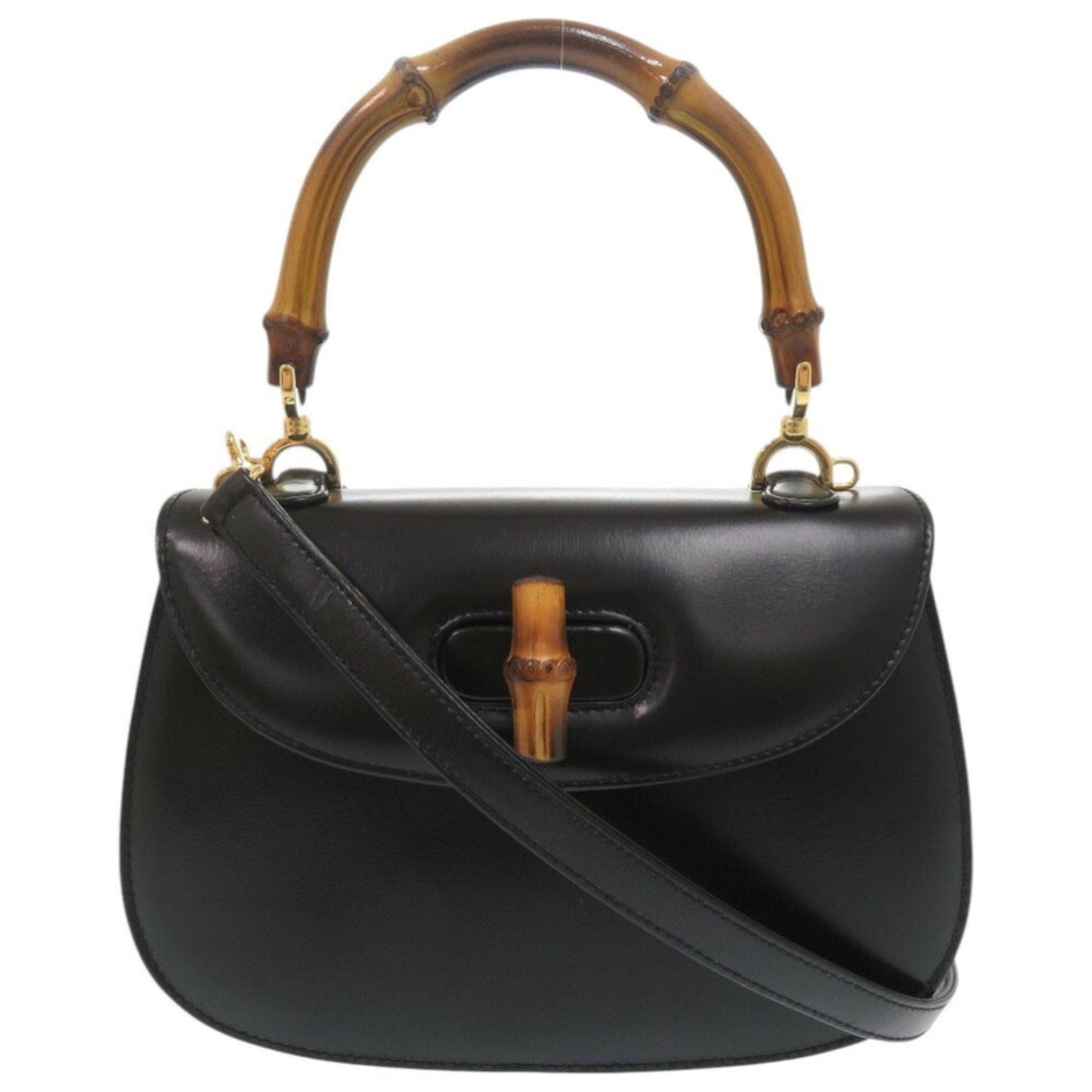 Gucci Black Leather Handbag Shoulder Bag ( )