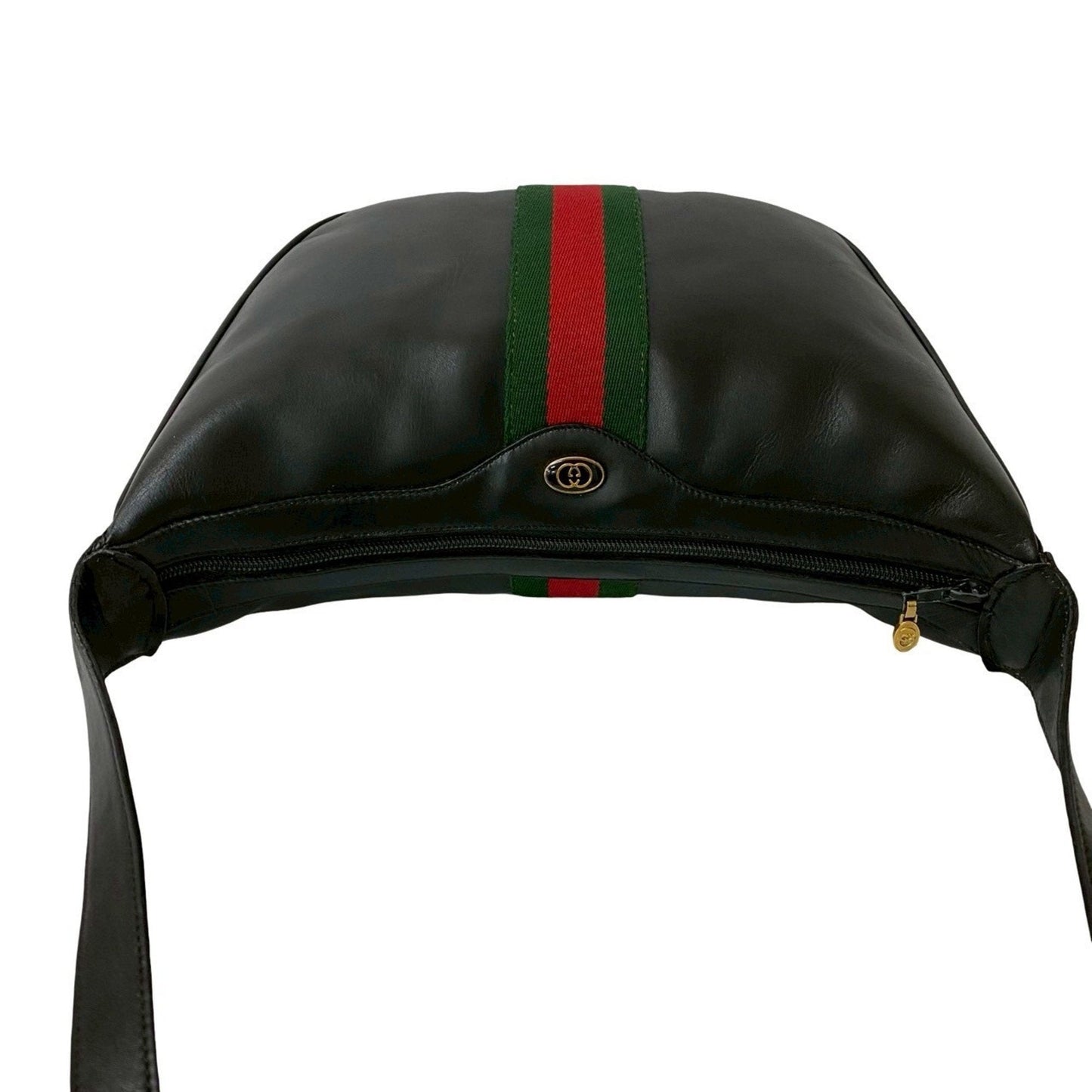 Gucci Black Green Red Color Leather Pochette Shoulder Bag ( )