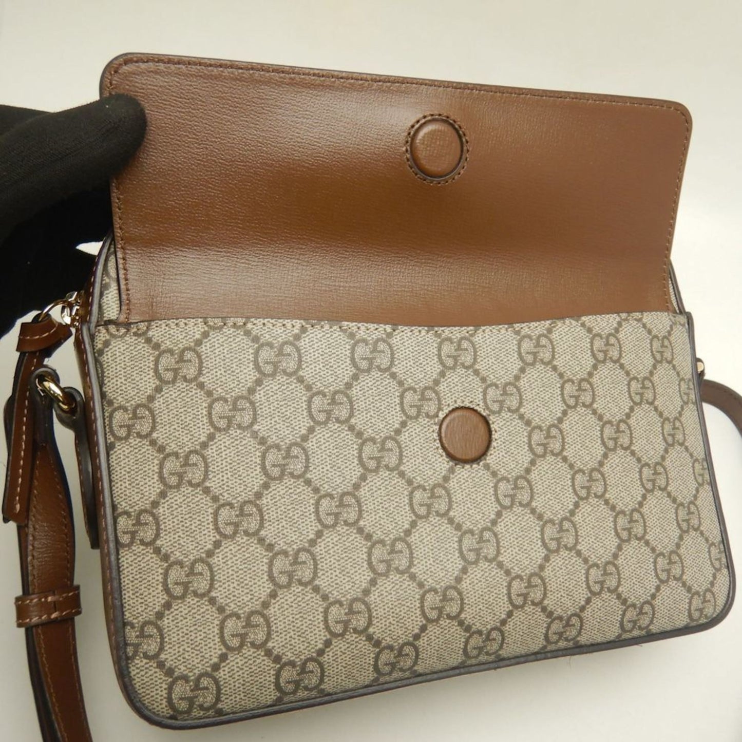 Gucci Horsebit Beige Brown Gg Supreme Leather Shoulder Bag ( )