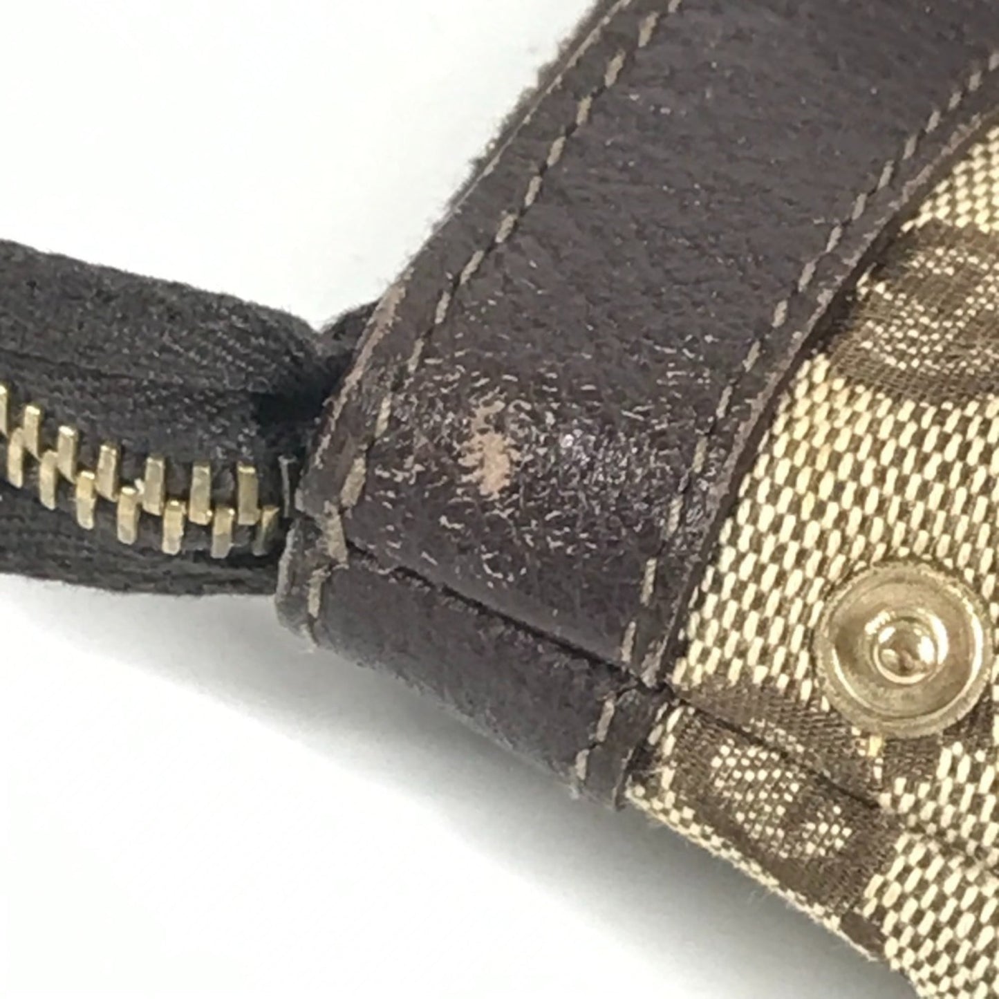 Gucci Beige Dark Brown Gg Canvas Leather Handbag Shoulder Bag Tote Bag ( )