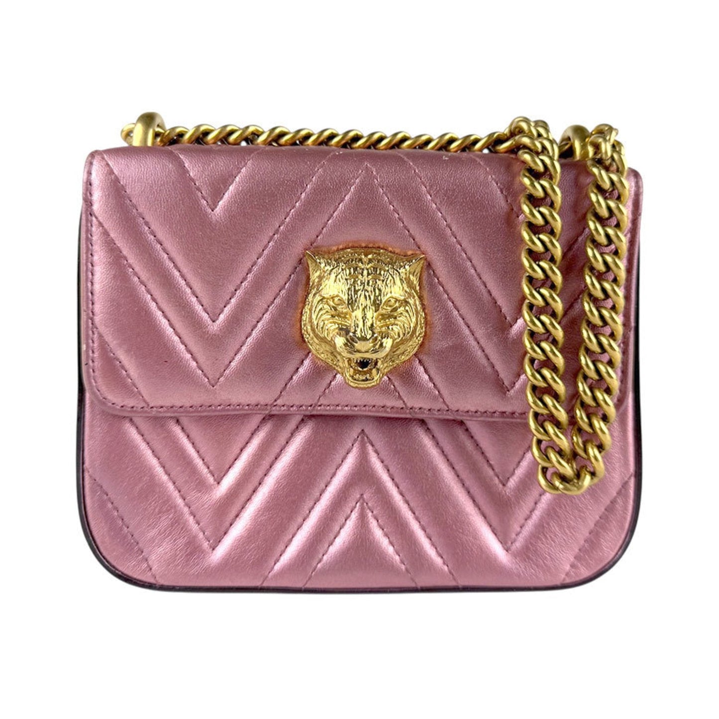 Gucci Metallic Pink Leather Shoulder Bag ( )