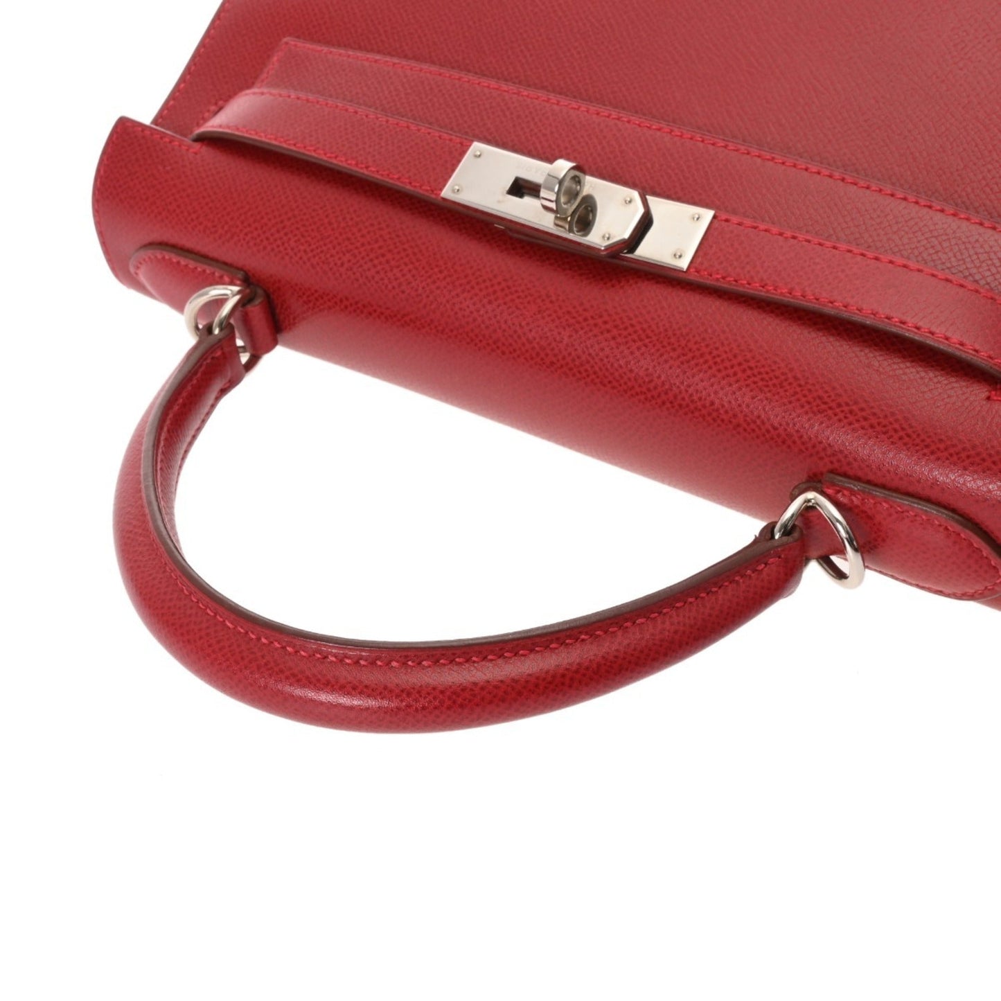 Hermes Kelly Rouge Vif Lisse Leather Handbag ( )