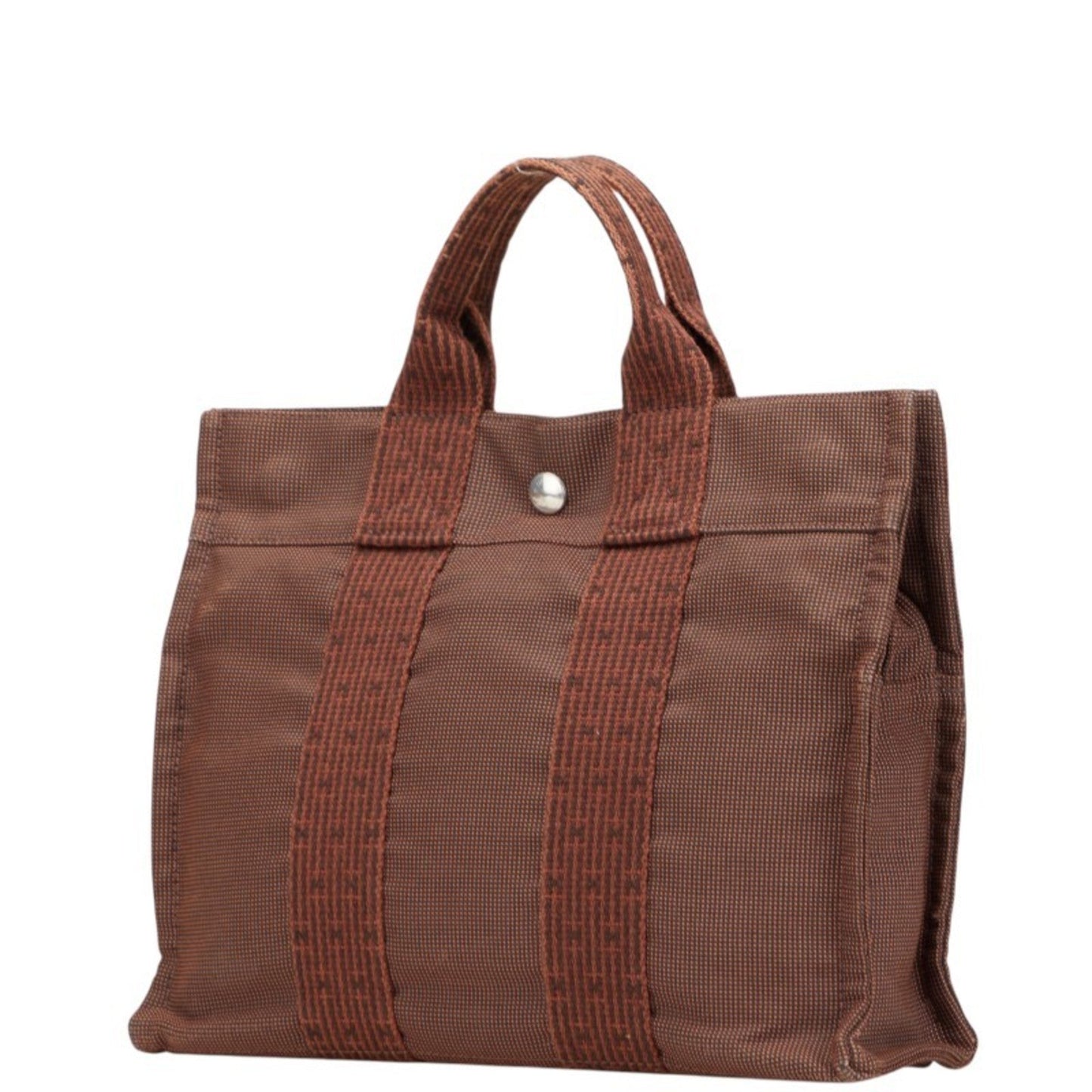 Hermes Her Line Brown Canvas Handbag Tote Bag ( )