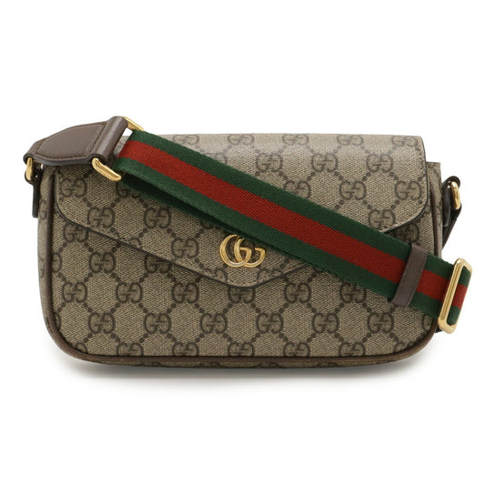 Gucci Sherry Line Beige Green Red Color Gg Supreme Leather Pochette Shoulder Bag ( )