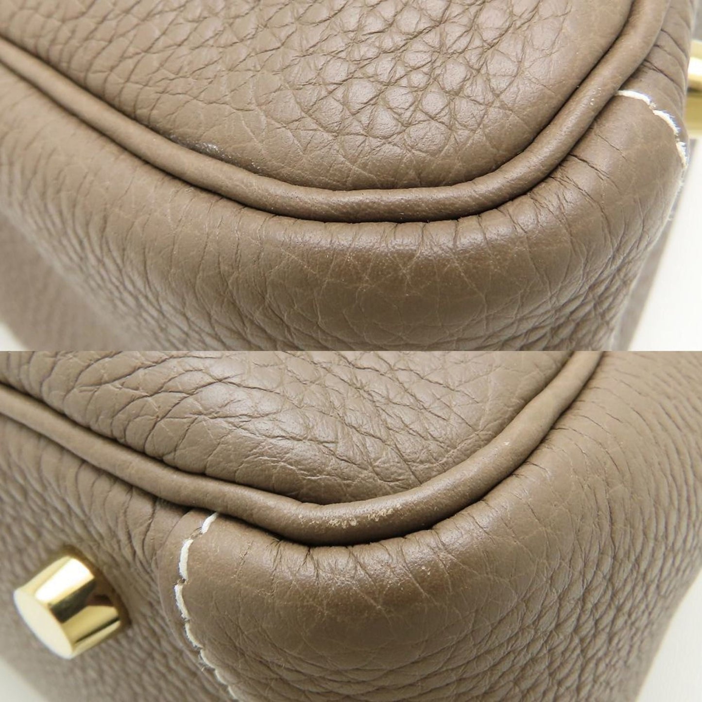 Hermes Etoupe Gray Taurillon Clemence Leather Handbag ( )