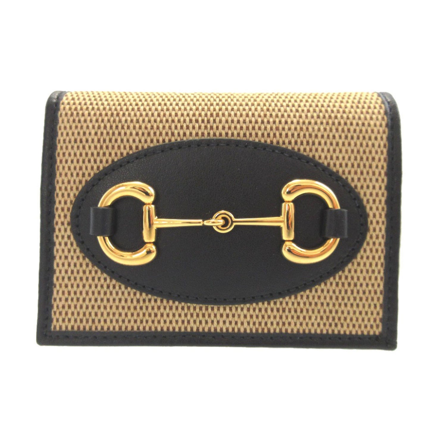 Gucci Beige Black Canvas Leather Wallet (Bi-Fold) ( )