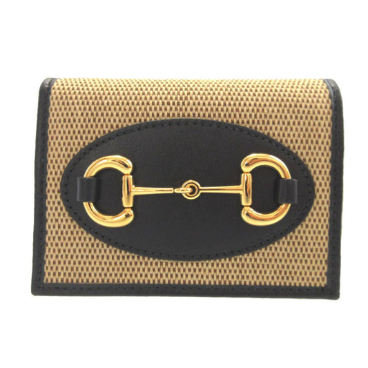 Gucci Beige Black Canvas Leather Wallet (Bi-Fold) ( )