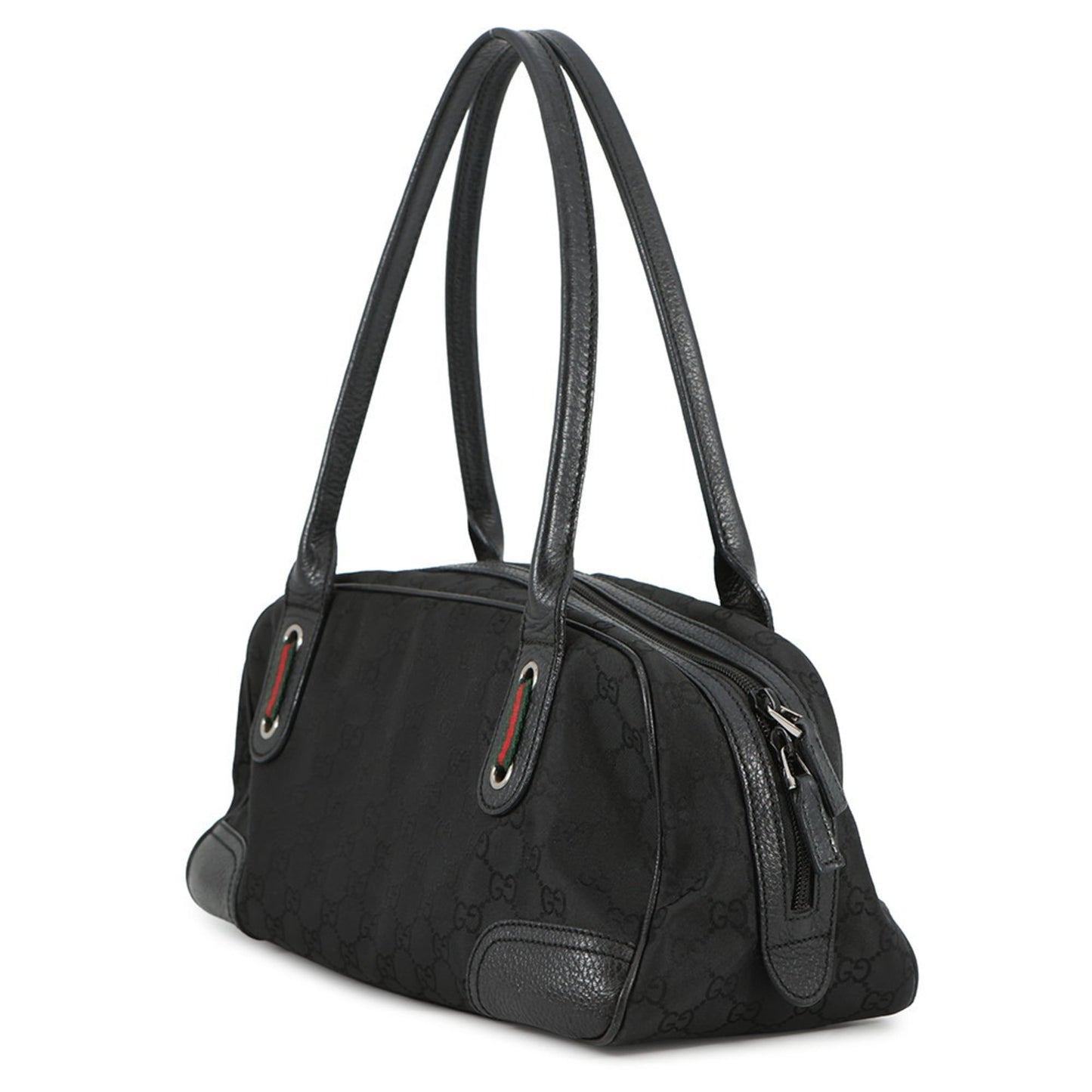 Gucci Sherry Line Black Nylon Leather Handbag ( )