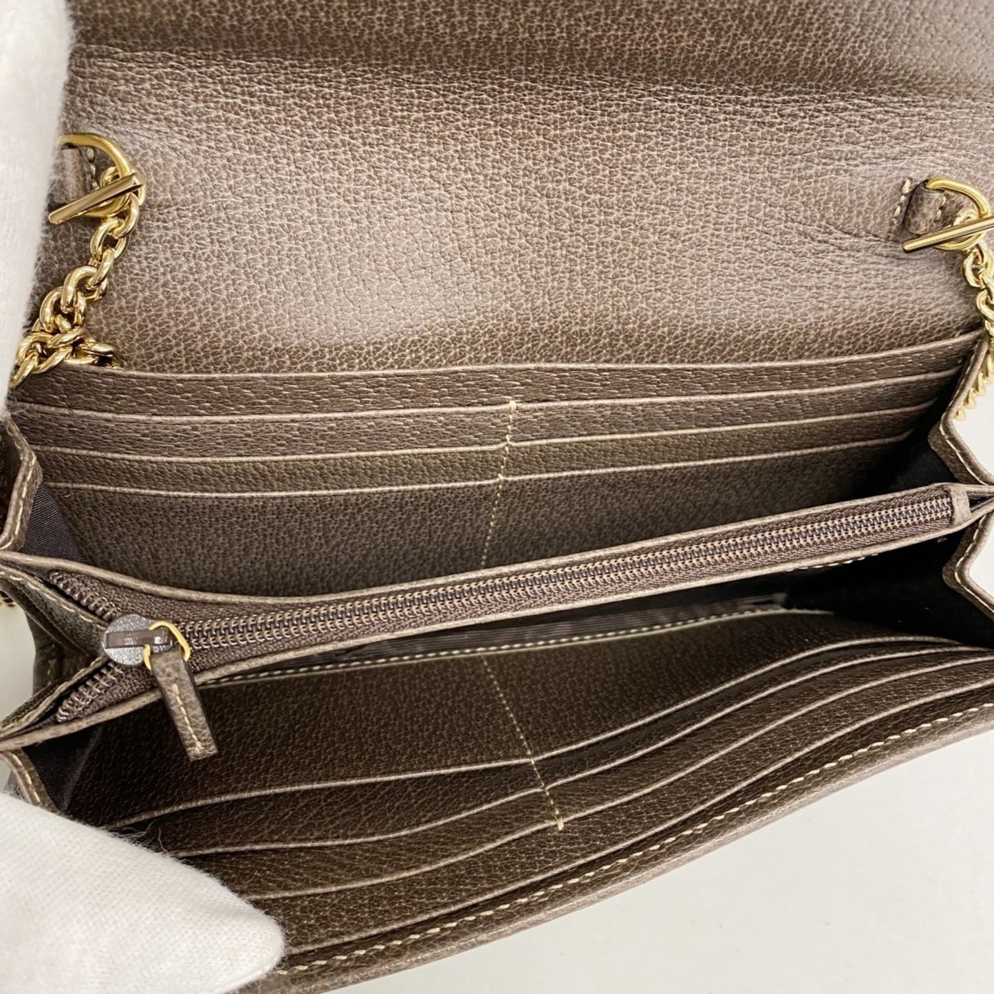 Gucci Brown Pvc Leather Chain/Shoulder Wallet ( )