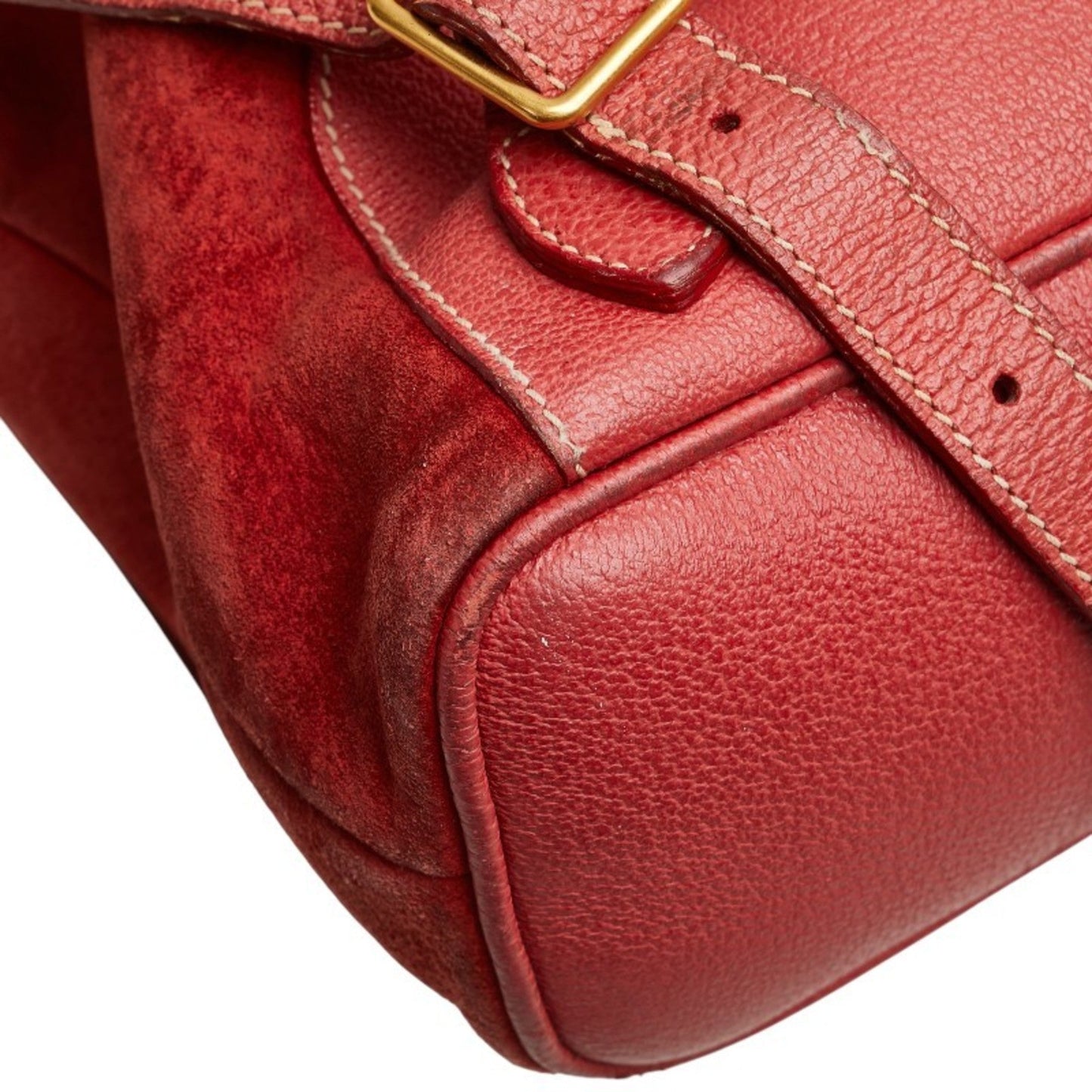 Gucci Red Brown Bamboo Leather Backpack ( )