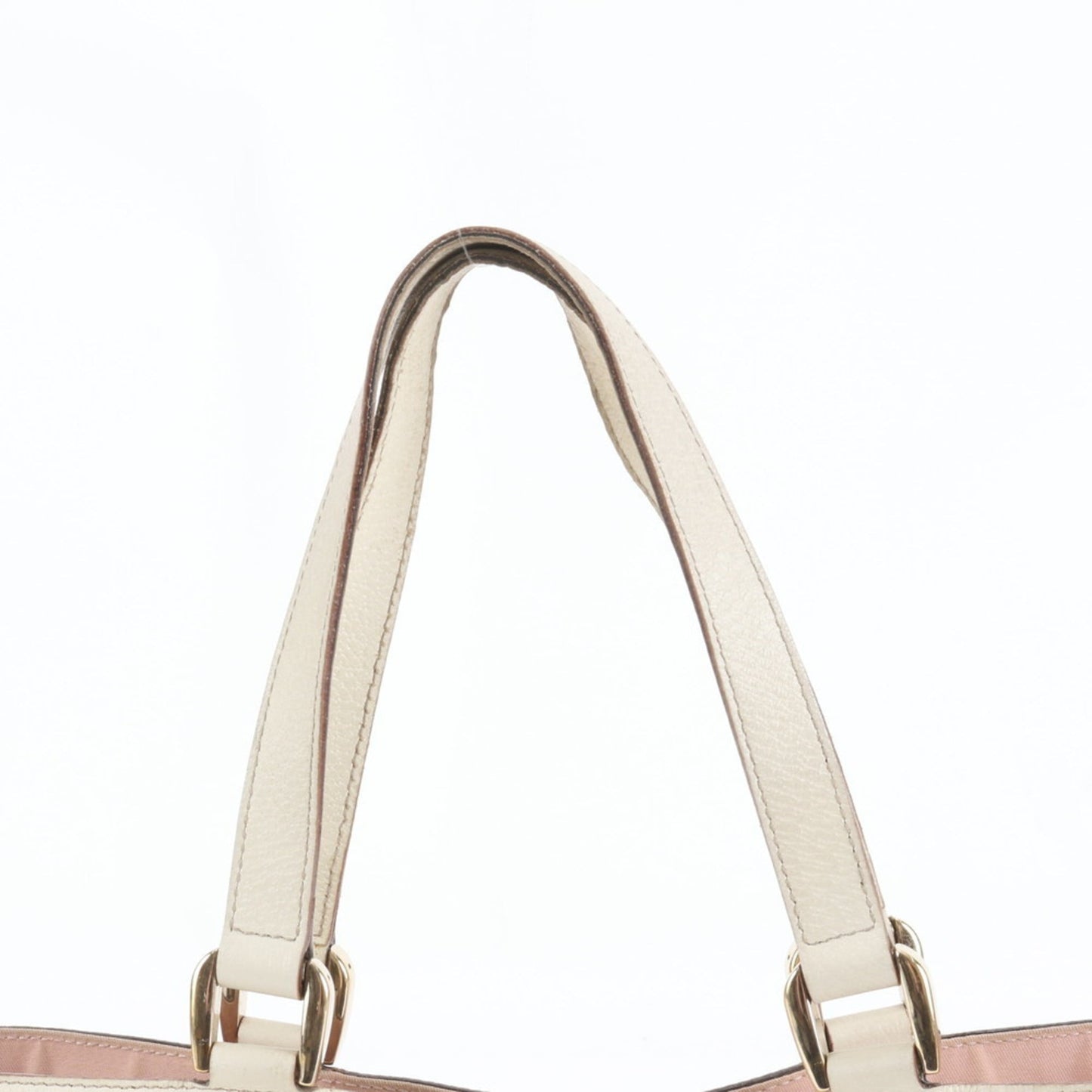 Gucci Pink Beige Leather Canvas Tote Bag ( )