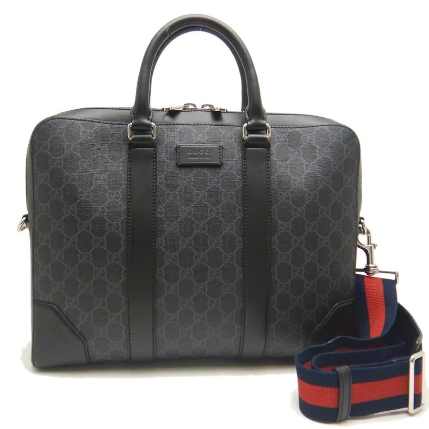 Gucci Black Gg Supreme Canvas Briefcase ( )