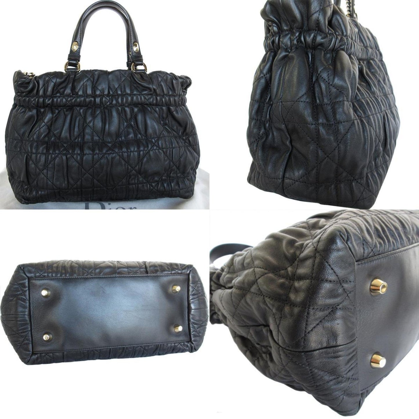 Christian Dior Black Leather Handbag Shoulder Bag ()