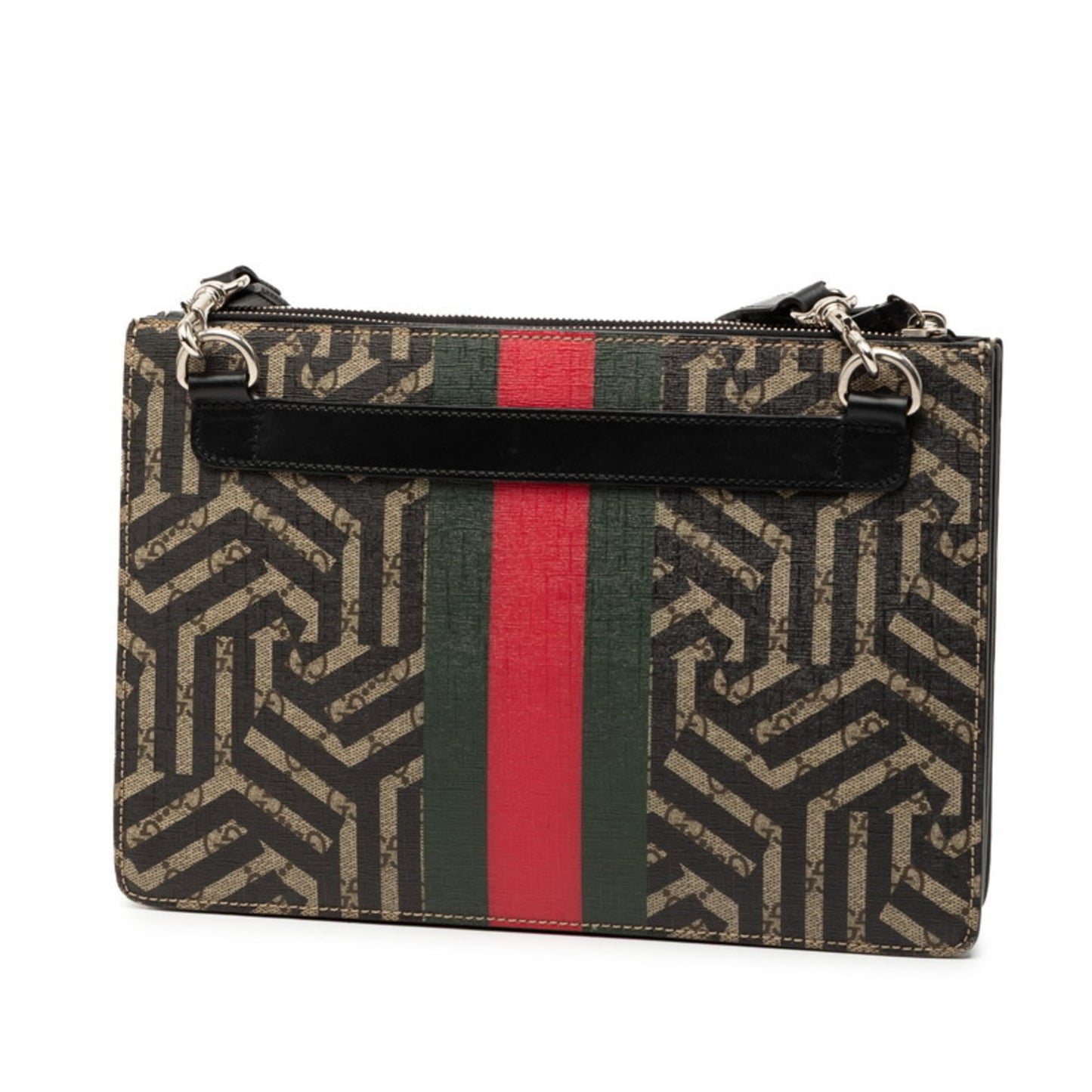 Gucci Beige Black Leather Clutch Bag Shoulder Bag ( )