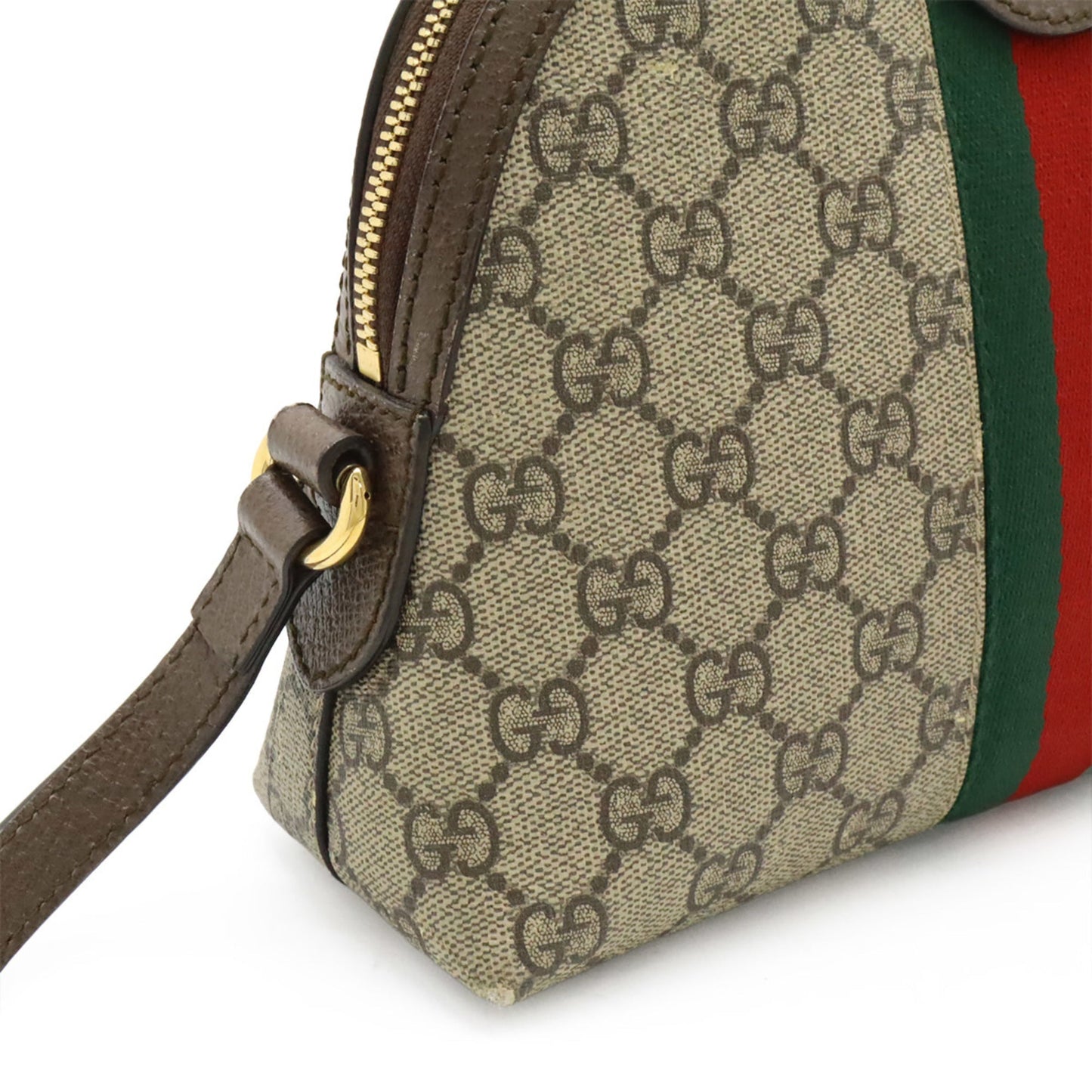 Gucci Beige Brown Green Red Color Gg Supreme Leather Pochette Shoulder Bag ( )
