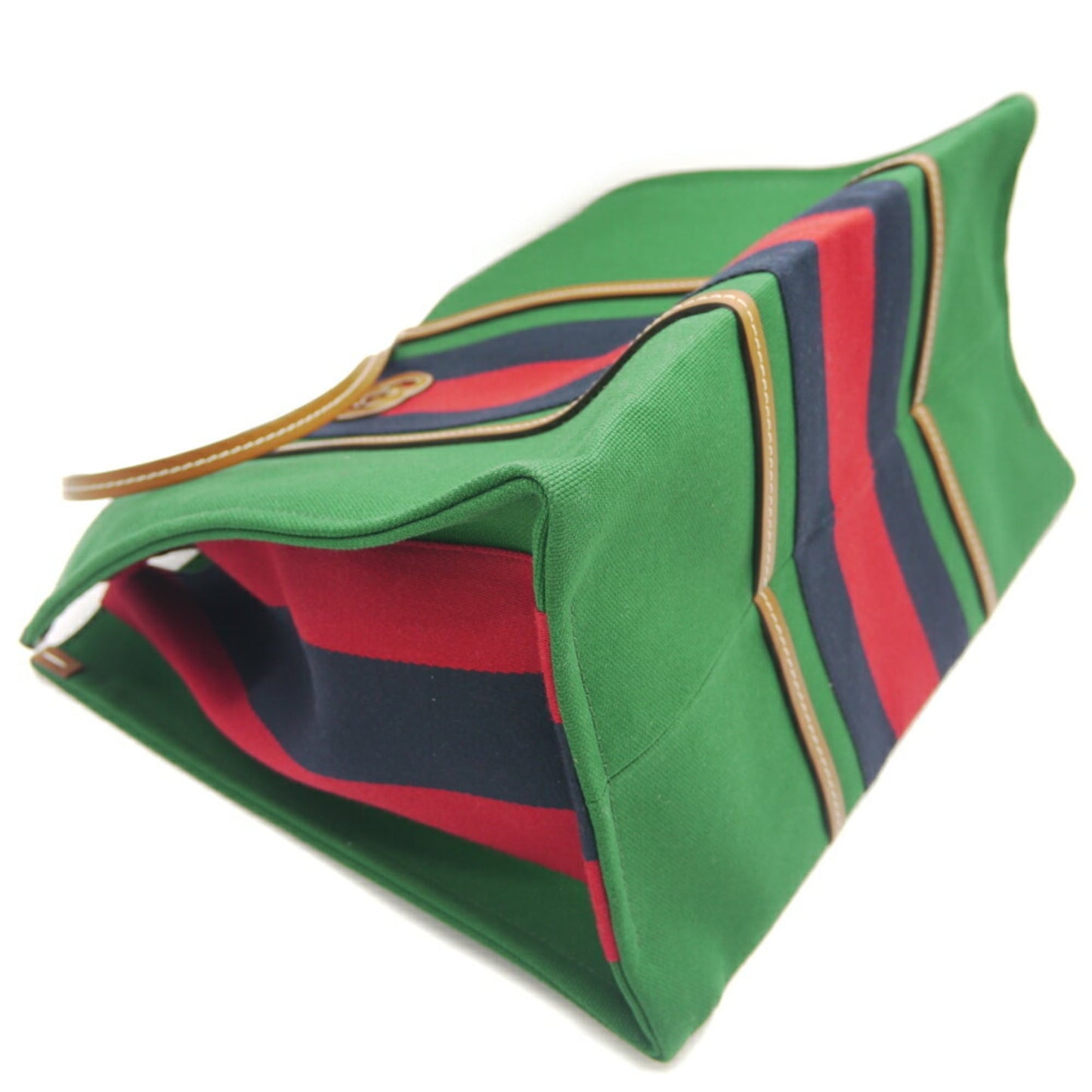 Gucci Green Canvas Leather Shoulder Bag Tote Bag ( )