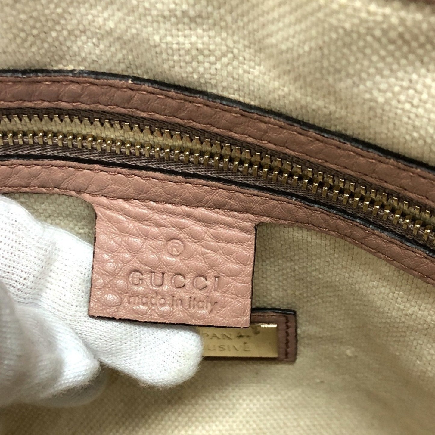 Gucci Pink Beige Leather Handbag ( )