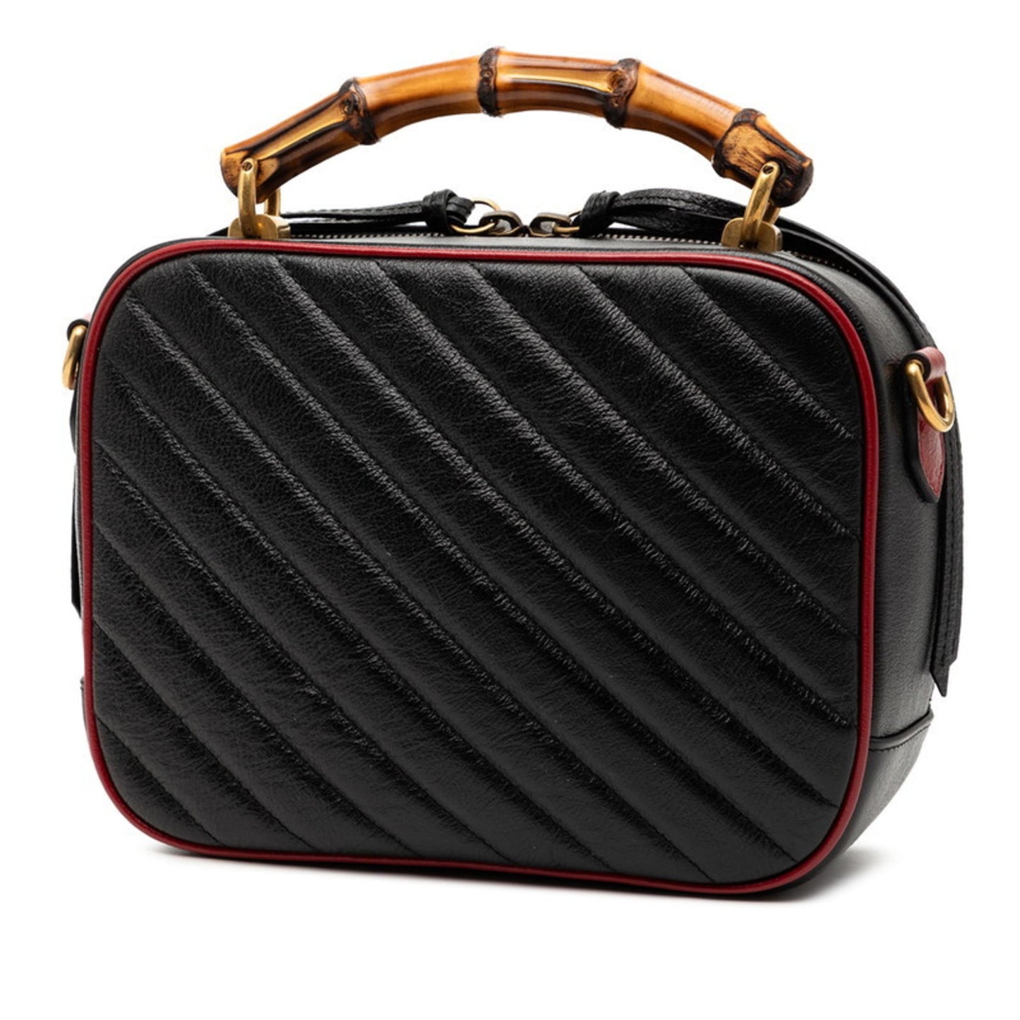 Gucci Black Red Color Leather Handbag Shoulder Bag ( )