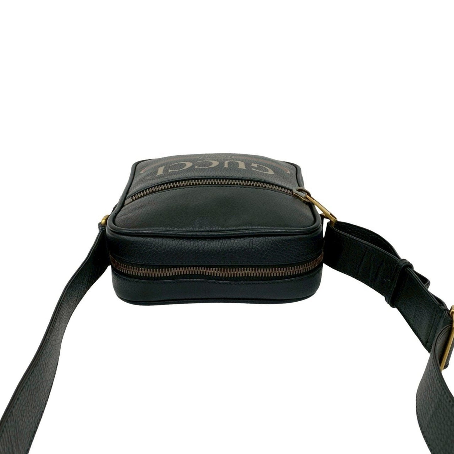 Gucci Black Green Red Color Leather Messenger Bag Pochette Shoulder Bag ( )