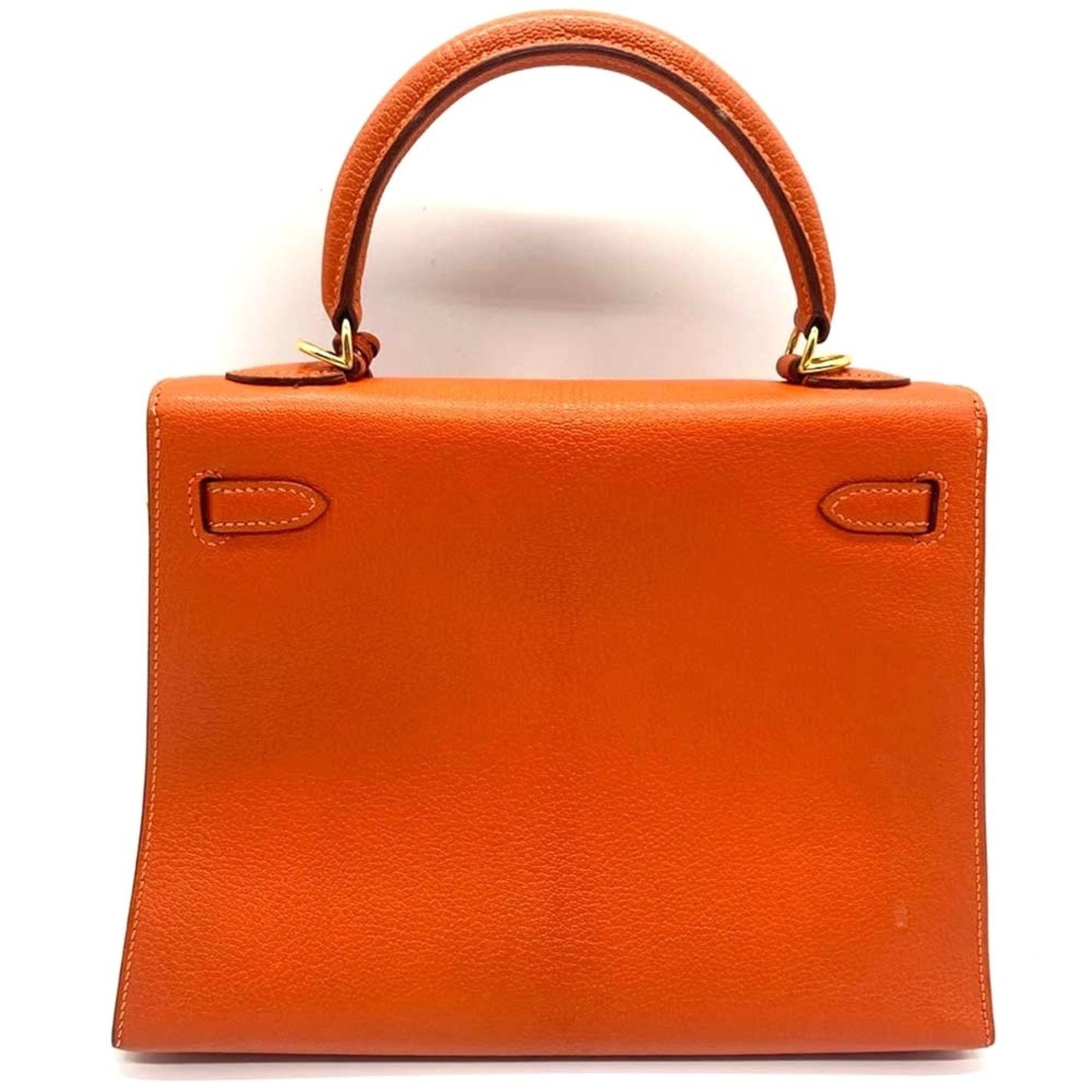 Hermes Kelly Orange Chevre Leather Handbag ( )