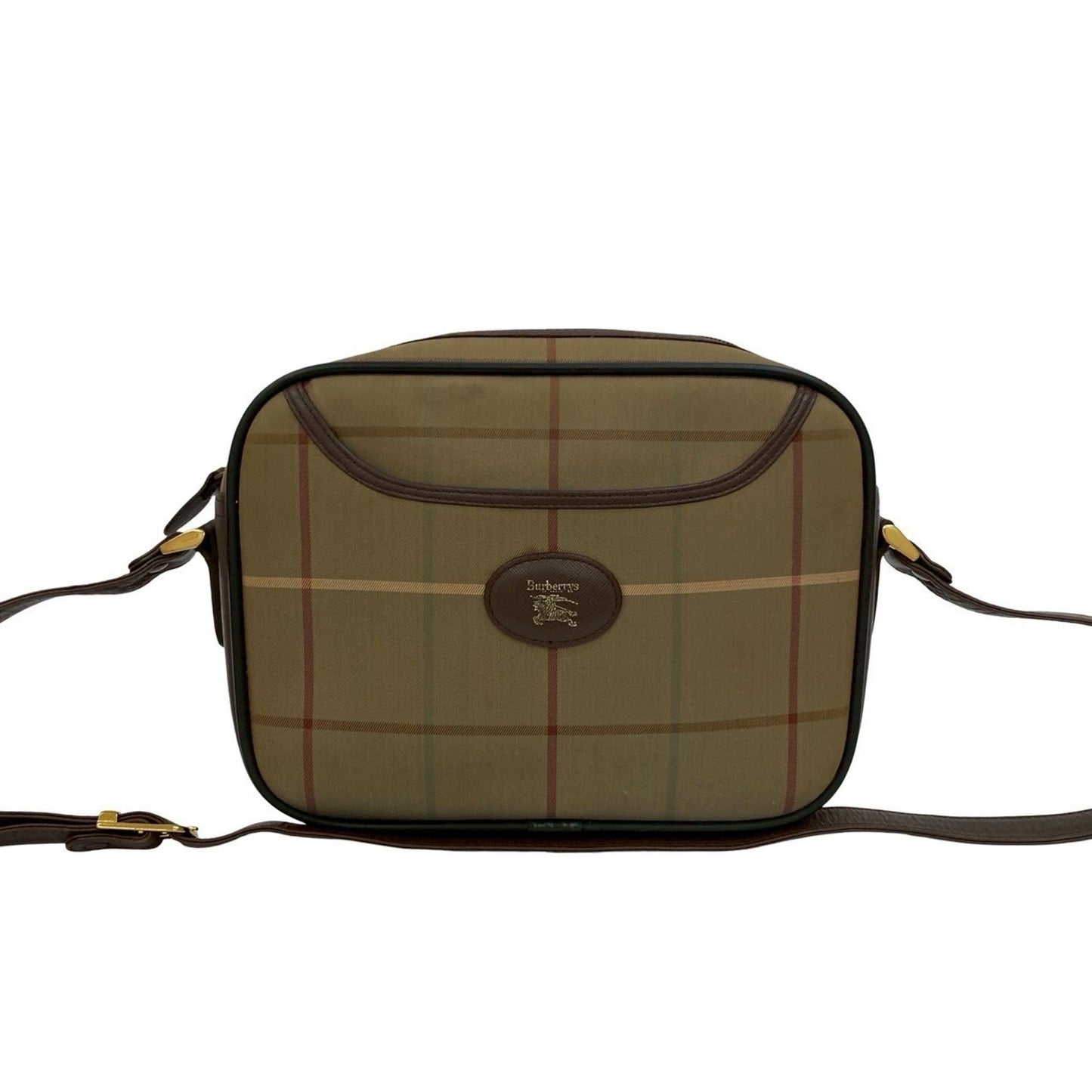 Burberry Brown Khaki Canvas Leather Shoulder Bag ( )
