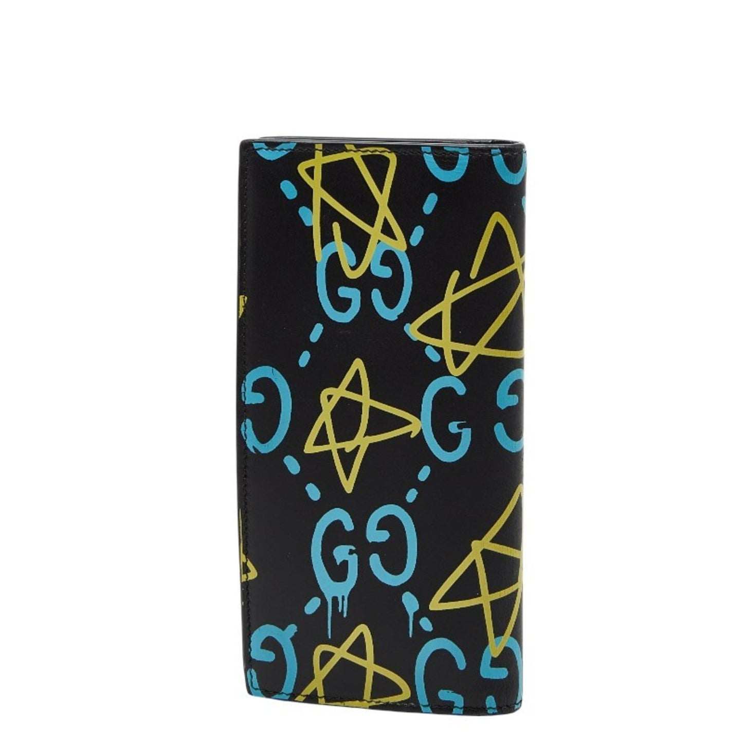 Gucci Black Blue Yellow Leather Long Wallet (Bi-Fold) ( )