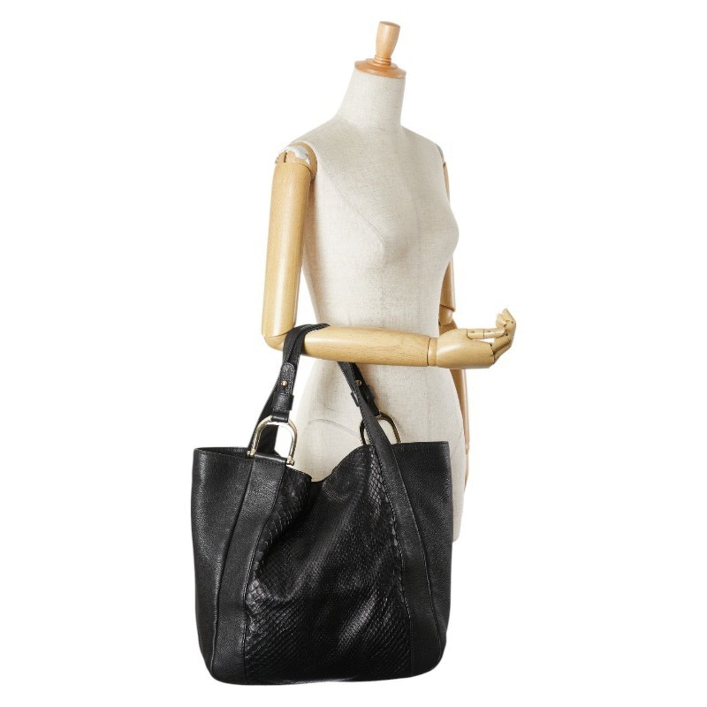 Gucci Black Leather Shoulder Bag Tote Bag ( )