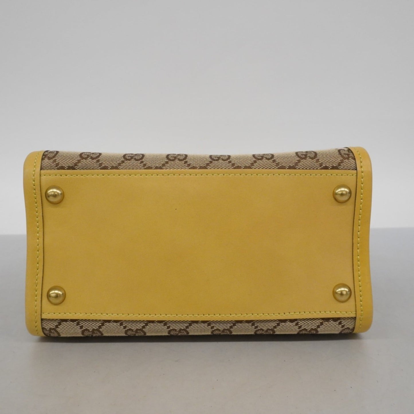 Gucci Beige Yellow Canvas Leather Shoulder Bag ( )