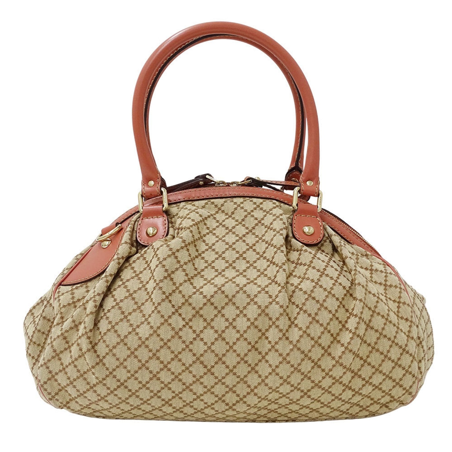 Gucci Beige Pink Canvas Leather Handbag Shoulder Bag ( )