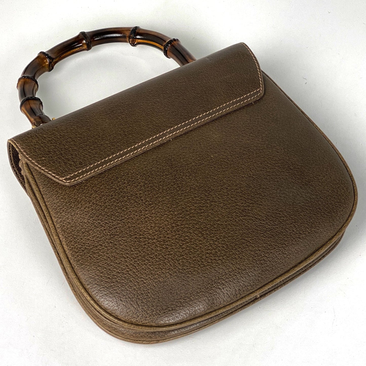 Gucci Brown Bamboo Leather Handbag Shoulder Bag ( )