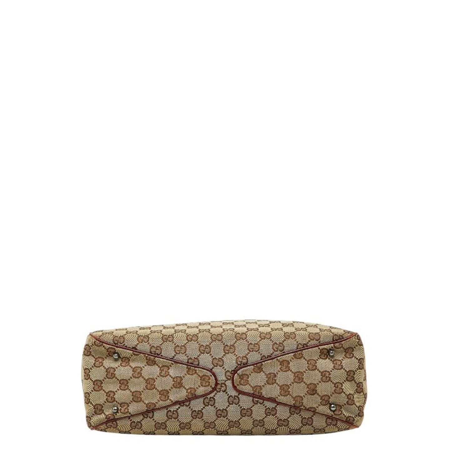 Gucci Beige Bordeaux Canvas Leather Handbag Tote Bag ( )