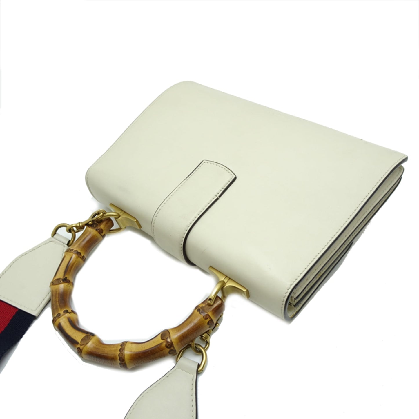 Gucci Black White Bamboo Leather Handbag ( )
