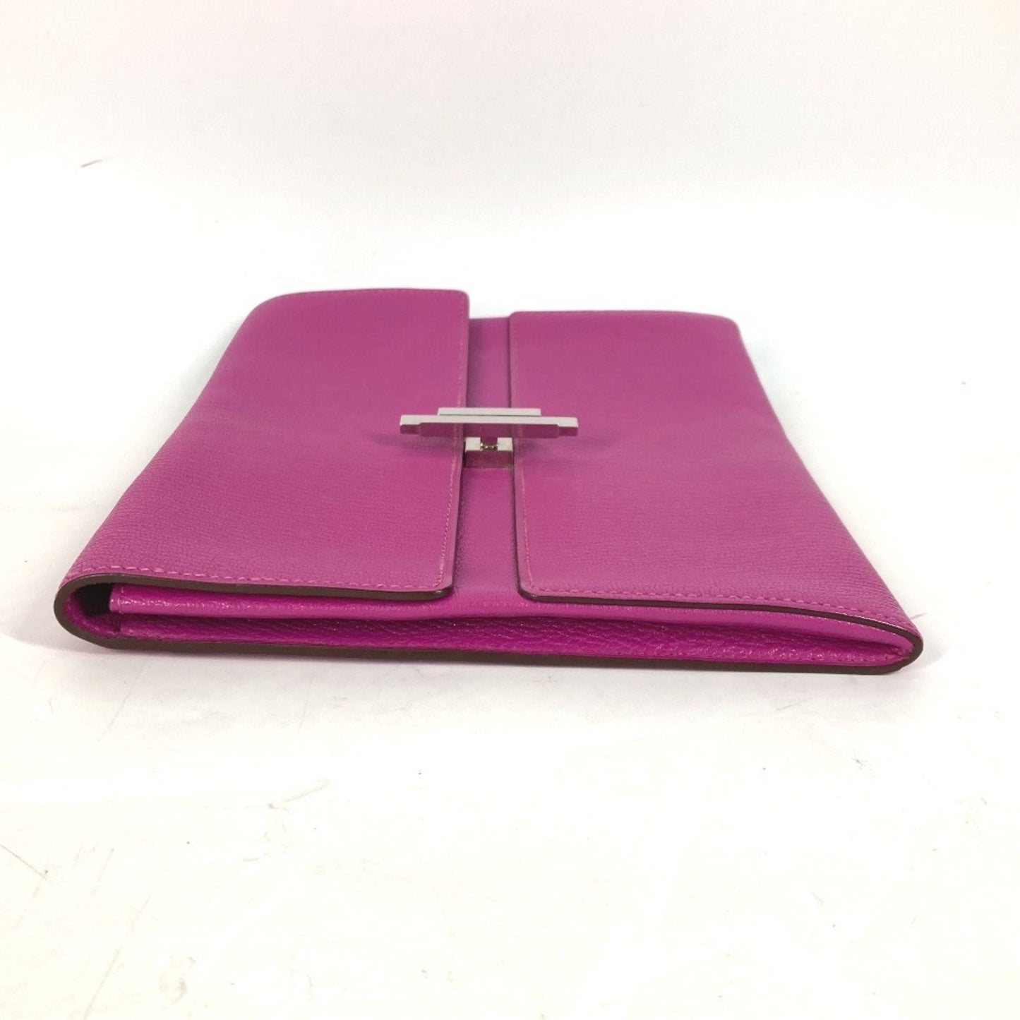 Hermes Pink Rose Purple Chevre Leather Clutch Bag Pouch ( )