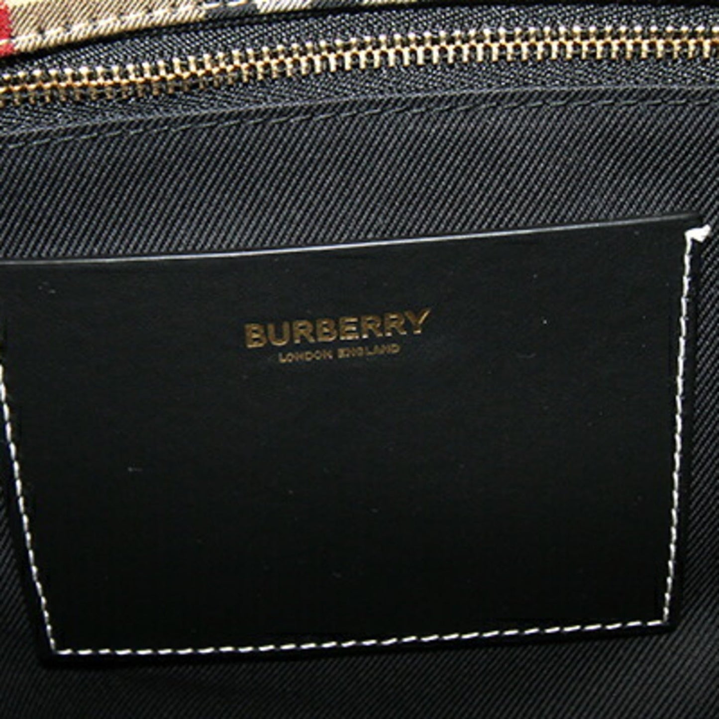 Burberry Beige Black Canvas Leather Shoulder Bag ( )
