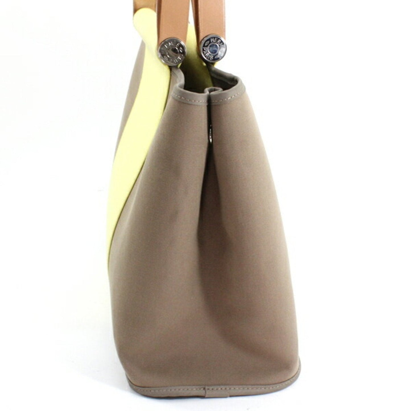 Hermes Etoupe Gray Soufre Toile Officier Leather Handbag ( )