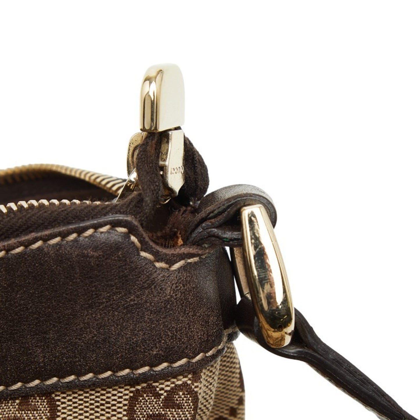 Gucci Beige Brown Canvas Leather Shoulder Bag ( )
