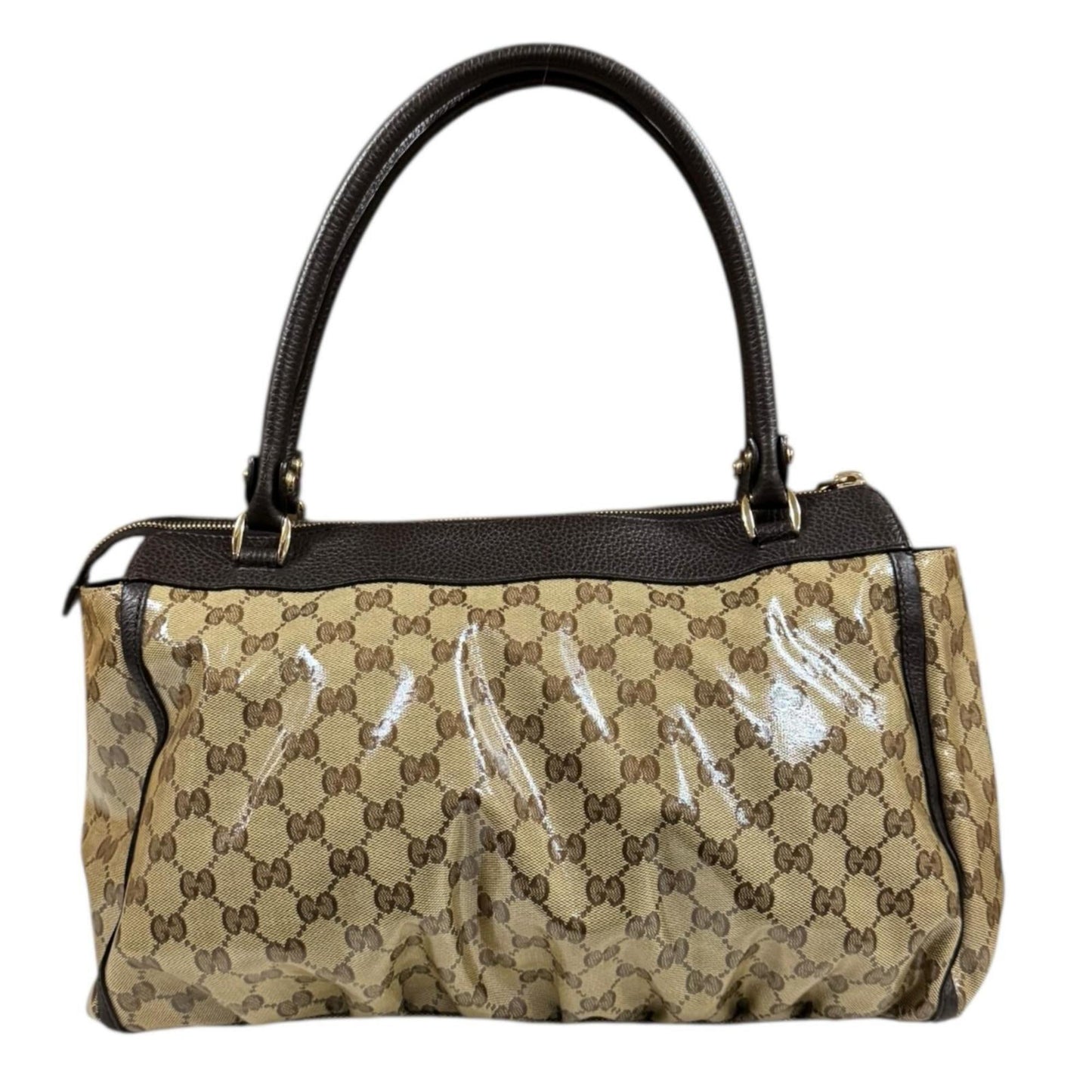Gucci Brown Pvc Coated Canvas Tote Bag ( )