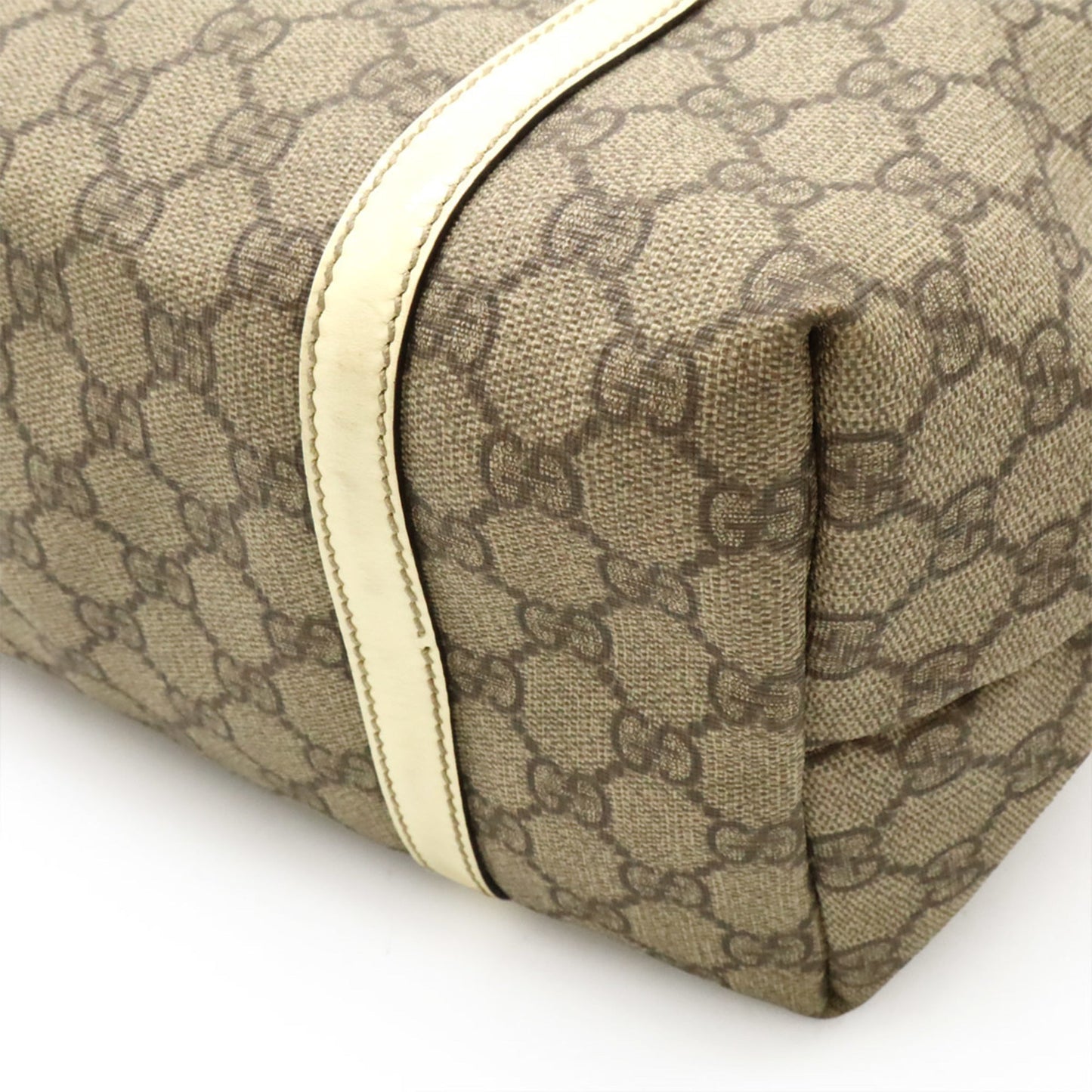 Gucci Dark Beige Ivory Gg Supreme Patent Leather Shoulder Bag Tote Bag ( )