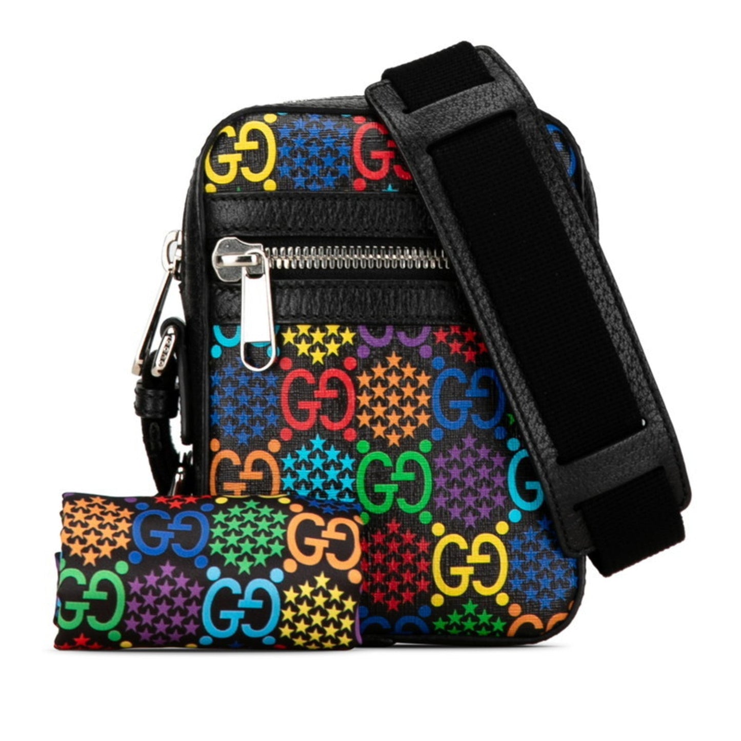 Gucci Black Multi-Color Pvc Leather Shoulder Bag ( )