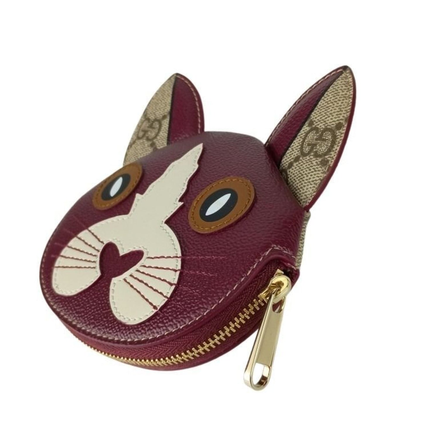Gucci Beige Bordeaux Pvc Leather Coin Purse/Coin Case ( )