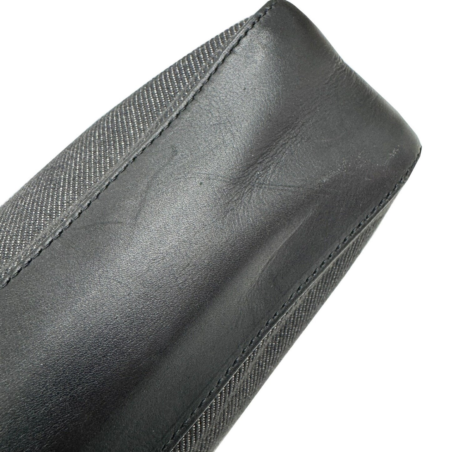 Gucci Sherry Line Black Denim Leather Handbag Tote Bag ( )