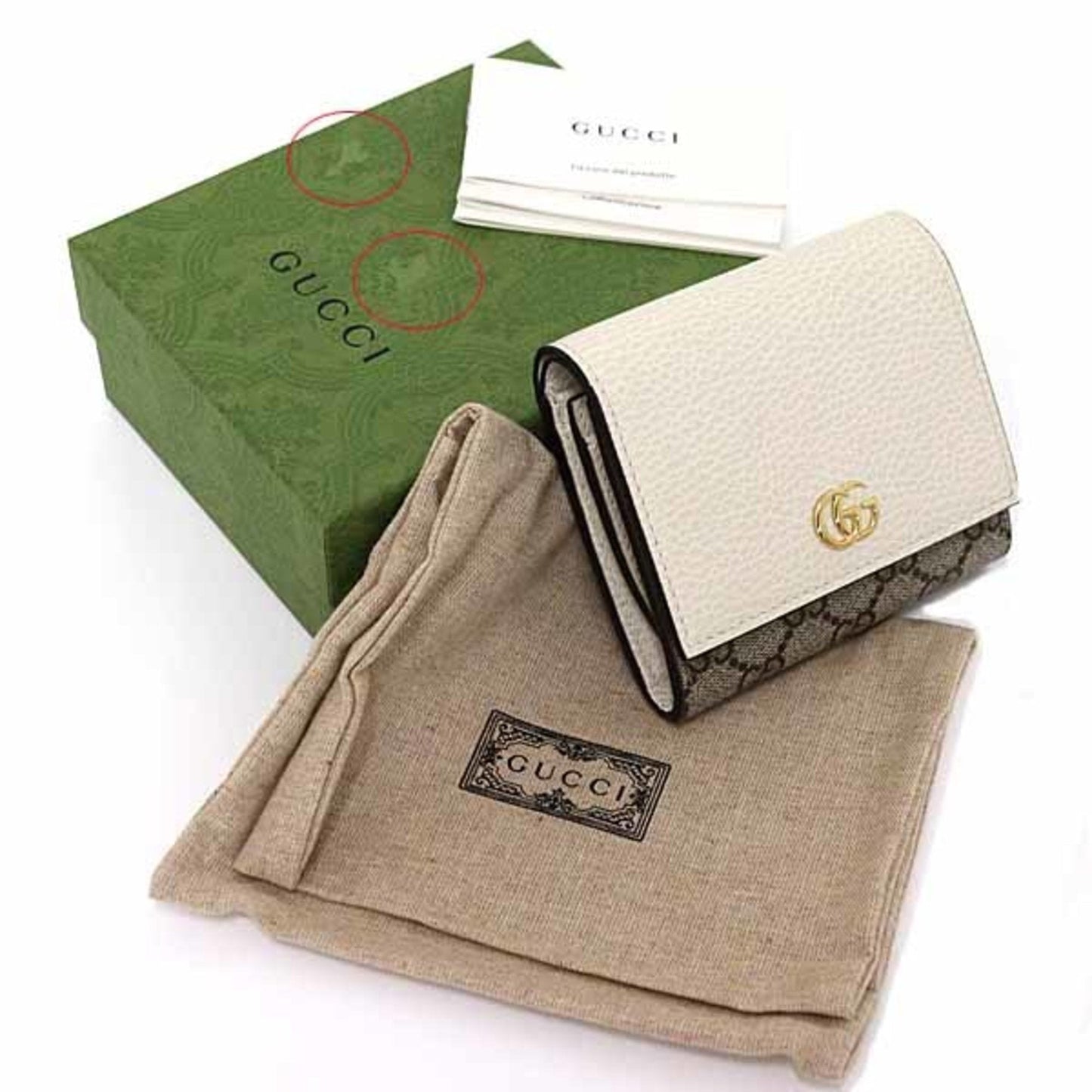 Gucci Beige White Gg Supreme Wallet (Tri-Fold) ( )