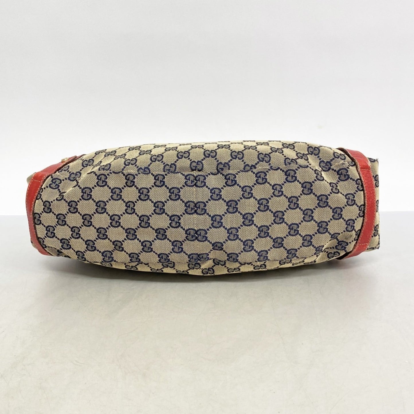 Gucci Beige Navy Red Color Canvas Tote Bag ( )