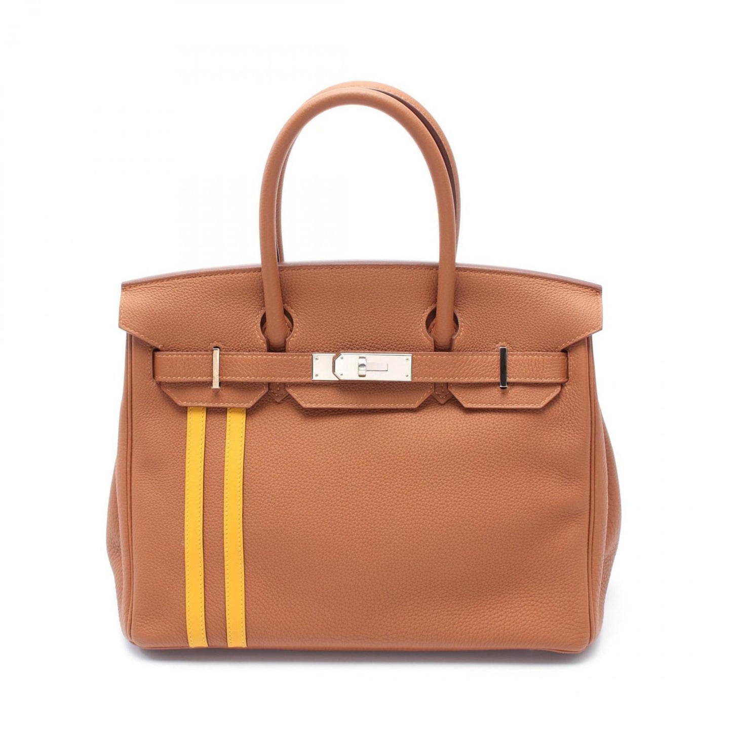 Hermes Brown Gold Yellow Togo Leather Swift Leather Handbag ( )