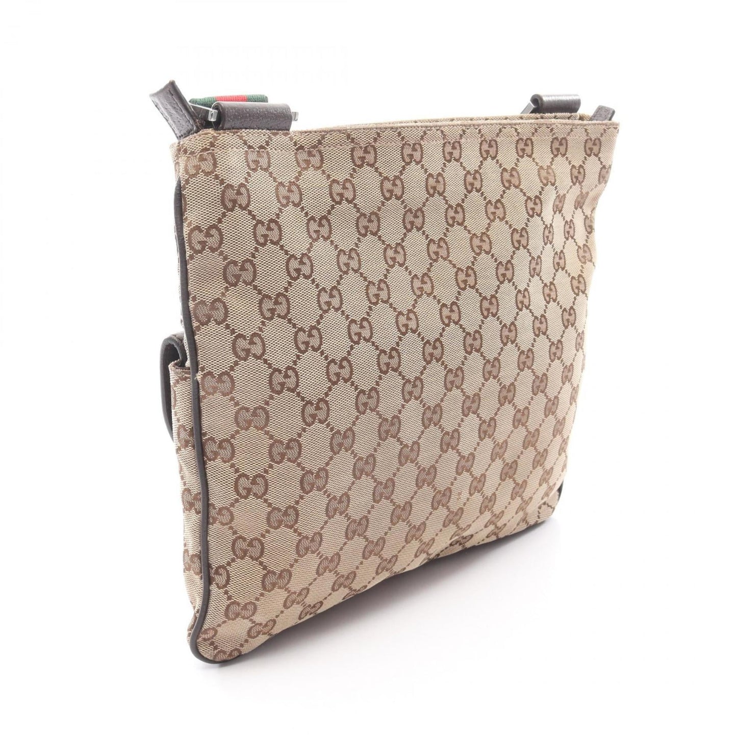 Gucci Beige Brown Multi-Color Gg Canvas Leather Shoulder Bag ( )