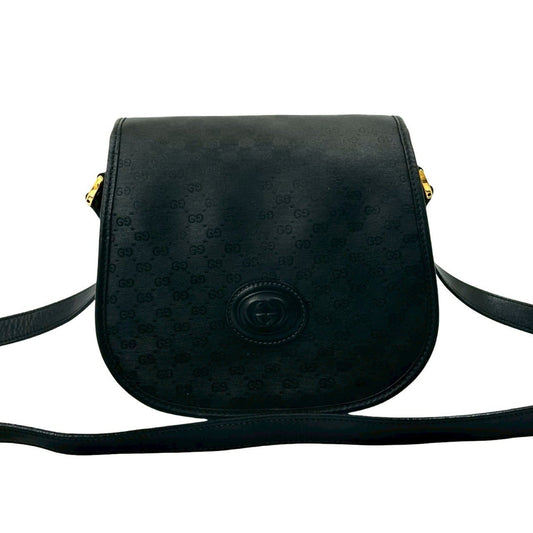 Gucci Black Leather Pvc Pochette Shoulder Bag ( )