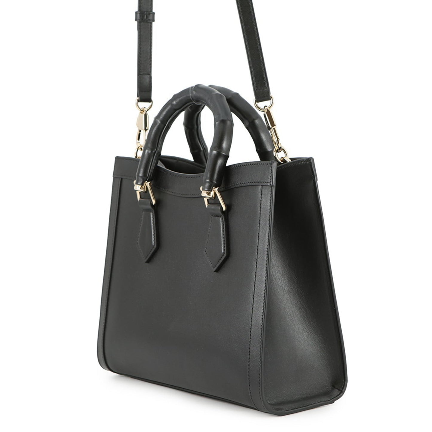Gucci Black Leather Handbag Shoulder Bag Tote Bag ( )