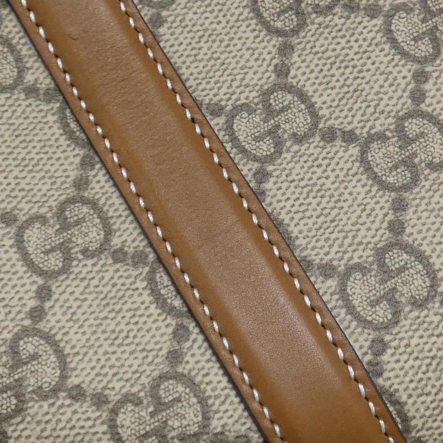 Gucci Beige Dark Brown Fabric Leather Handbag ( )