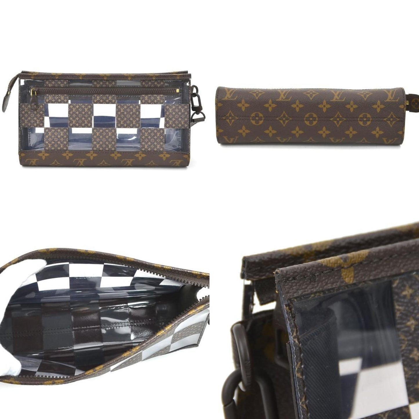 LOUIS VUITTON Clutch Bag Monogram Chess Stand Pouch PVC/Monogram Canvas Brown Men's M81588