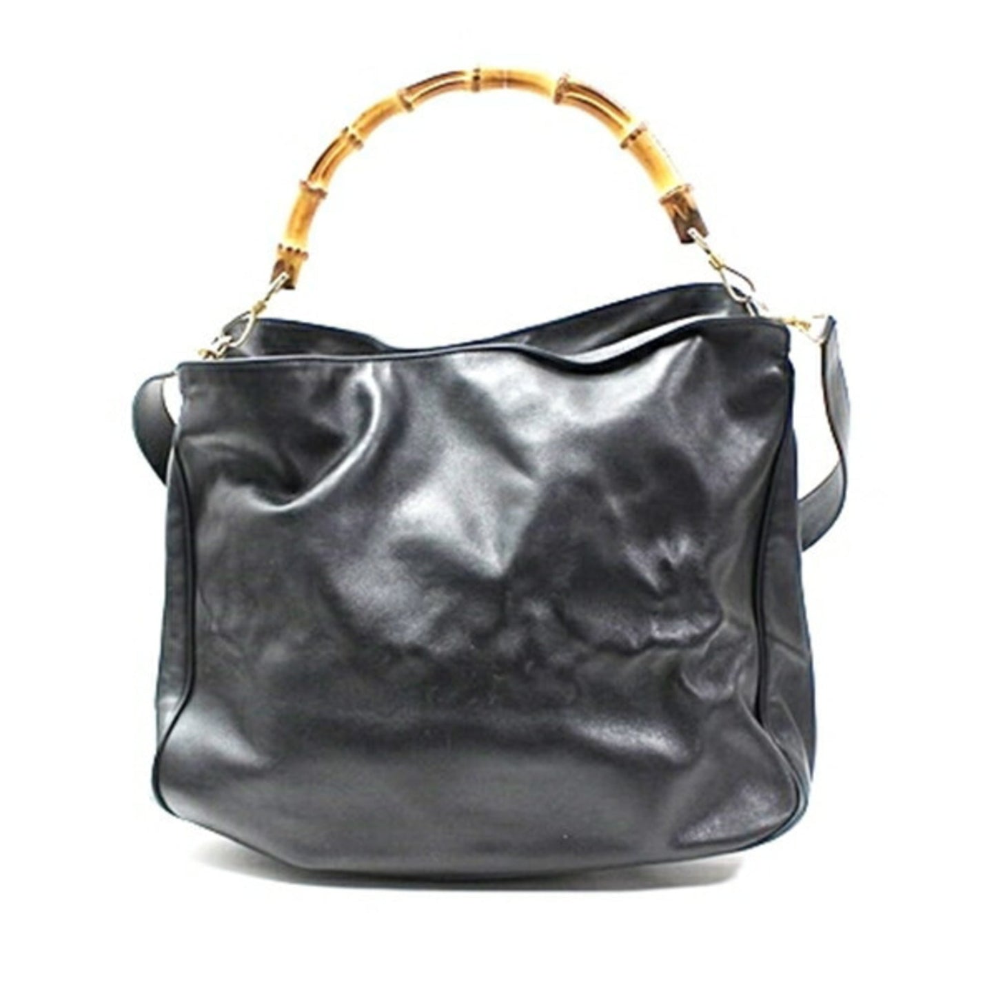 Gucci Bamboo Black Gray Leather Shoulder Bag ( )